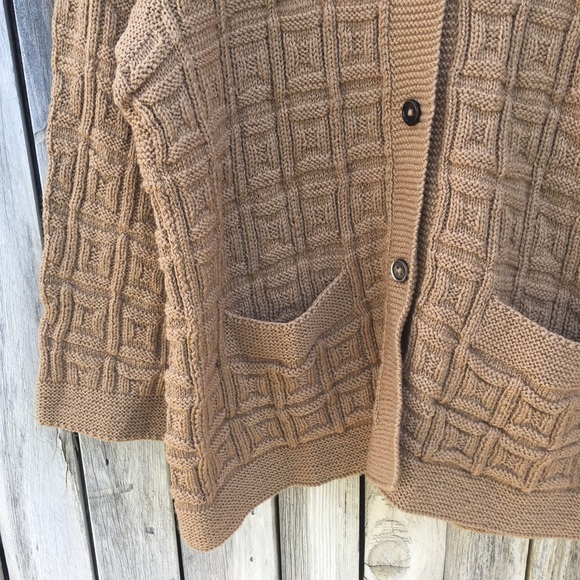 Marion Foale Handknit Wool Cardigan Camel Tan XL - Picture 5 of 15